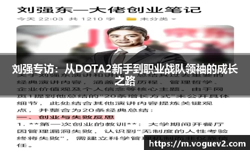 刘强专访：从DOTA2新手到职业战队领袖的成长之路