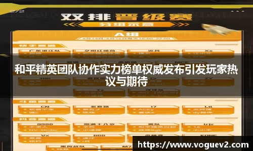 和平精英团队协作实力榜单权威发布引发玩家热议与期待